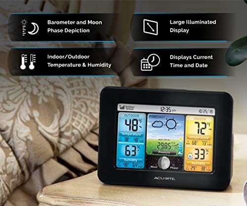 AcuRite Wireless Home Weather Station with Color Display, Indoor Outdoor Thermometer and Temperature Sensor (02077M)