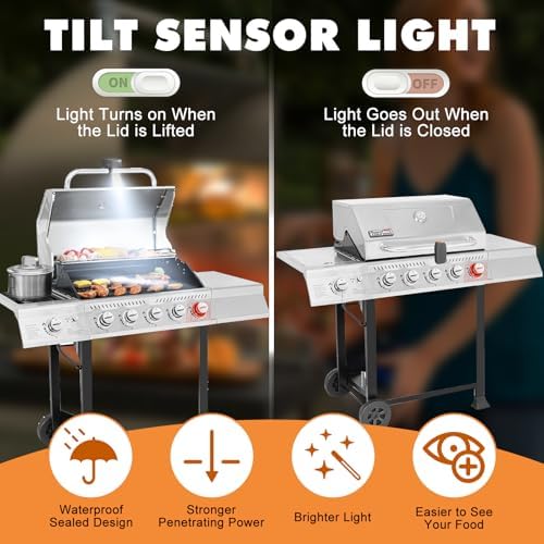 Grill Light Designed for Blackstone Griddle & Weber Grill, Automatic On/Off BBQ Light, Blackstone Griddle Accessories, LED BBQ Grilling Accessories for Outdoor Grill, Gifts for Men Dad Husband