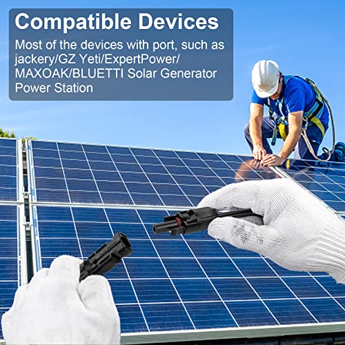 20FT 10AWG Solar Panel Extension Cable with Female and Male Connectors, Solar Cable for Solar Panels, Charge Controllers and Solar Generator (10AWG, 20FT)
