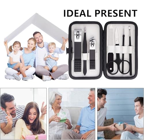 Nail Clipper Set Manicure Set Men Manicure Kit with Portable Travel Case Toe Finger Nail Clippers Personal Care Tools Men Grooming Kit Present for Husband Boyfriend Family(black white)