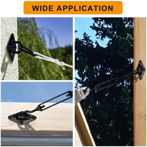 Shade Sail Hardware Kit 6 Inch - 304 Stainless Steel Sun Shade Hardware for Triangle/Rectangle Outdoor Sun Shade Sail, Black, 44 Pcs