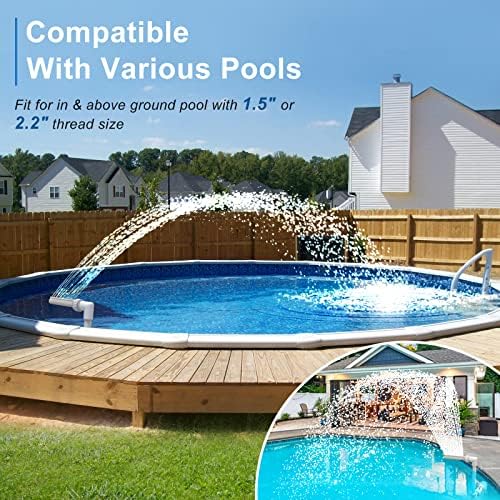 Pool Waterfall Spray Fountain - Above Ground Pool Decoration, Adjustable Aerator for Cool Warm Water Temperatures, Backyard Decor