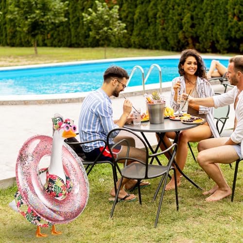 Bikini Porch Goose Outfits with Sunglasses and Swimming Tube for 23" Summer Goose Costume Garden Patio Statue Decor