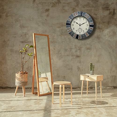 OCEST 13 Inch Large Outdoor Indoor Clock, Waterproof Wall Clock with Thermometer, Weather-Resistant Non-Ticking Battery Operated Decor for Patio, Pool, Lanai, Fence, Porch, Garden(Brown)