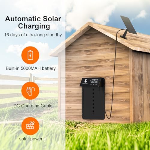 Automatic Chicken Coop Door,Aluminum Chicken Coop Door with Anti-Pinch Feature,Automatic Chicken Door with LCD Display,Multi-Modes for Chicken Door,Solar Chicken Coop with Timer & Light Sensor