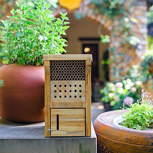 Mason Bee House Wax Coated Mason Bee Hive Wooden Insect Hotel Carpenter Bee House for Outdoors Attracts Peaceful Bee Pollinators to Your Garden