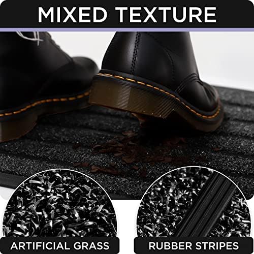 ubdyo Extra Durable Door Mat - Dirt Trapping Outdoor Welcome Mats - Non-Slip Outdoor Indoor Entrance - Low Profile Front Doormat (30" x 17", Bright Black)
