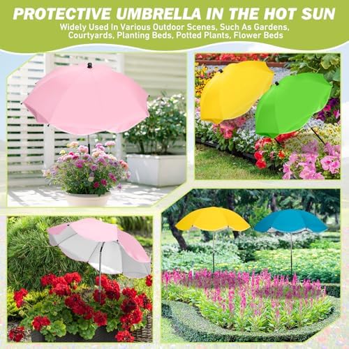 4 Pack Plant Umbrellas for Outdoor Plants,26" Larger Garden Umbrella Sun Shade for Garden Beds Potted Plants-Upgraded 43.3" Higher Adjustable Angle Plant Shade Cover Umbrellas for Plant Flower