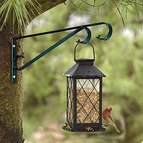 Plant Hangers Outdoor 2 Pack 15.5 Inch Metal Plant Hooks for Wall, Decorative Straight Hanging Plant Bracket for Bird Feeders, Planters, Lanterns, Wind Chimes, Blackish Green