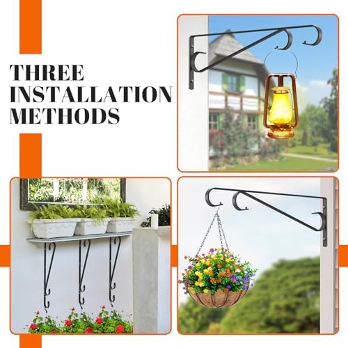 Plant Hangers Outdoor (2 Pack-15.5 Inch Black) Plant Hooks Heavy Duty Iron Plant Hanger Hook for Wall, Hanging Plant Bracket for Planters, Bird Feeders, Lanterns, Wind Chimes, Outdoor