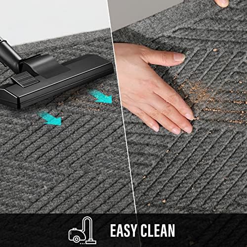Sturdy Front Door Mat, Absorbent Muddy Dirt Resist Welcome Door Mats Outdoor Indoor, Stain and Fade Resistant, Non-Slip Rubber Backing Low Profile Doormat for Entryway, 30×17, Grey