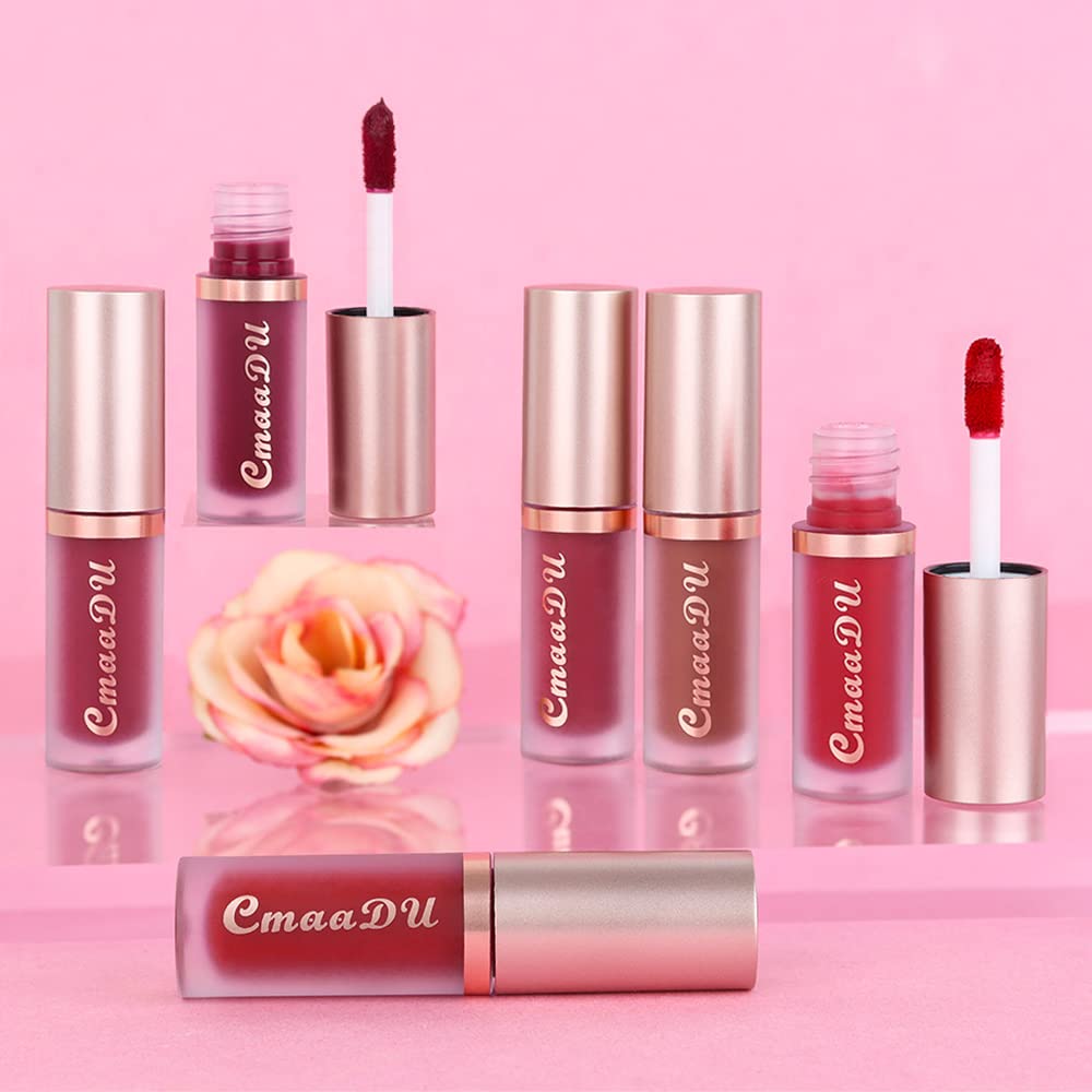 evpct 1Pcs Sexy Red Matte Liquid Lipstick Lip Gloss Glossy Set for Black Women 24 Hour Silky Velvet Lipstick labiales matte larga duracion mate 24 horas originales 11#