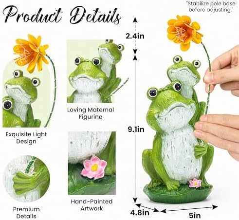 GIGALUMI Solar Garden Statues Loving Frog Garden Decor Figurine Lights for Outside, Yard Decorations Outdoor Patio Decor, Gardening Gifts for Women