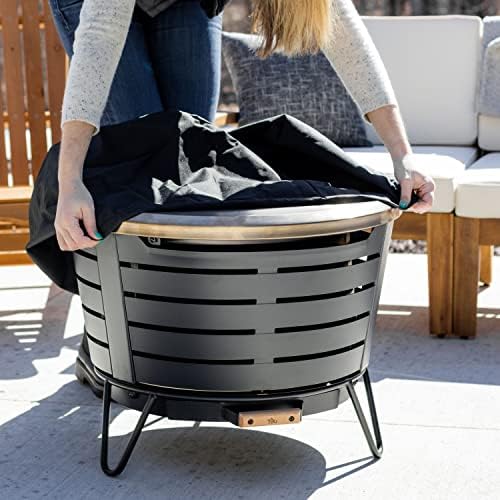 Patio Tabletop Fire Pit Cover – 25.6" Durable 304 Stainless Steel Lid – Weather-Resistant Outdoor Fire Pit Protection – Converts Fire Pit into Table – Patio & Backyard Accessory, Gold