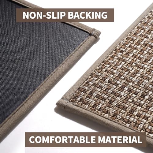 Door Mat 17x30, Door Mat Indoor Entrance Dirt Resistant and Absorbent, Non-Slip Rubber Backing Front Door Mats, Easy Clean Low-Profile Doormat for Entryway, Front Door, Inside Entrance, Brown