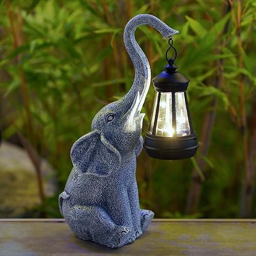 Goodeco Elephant Statue for Garden Decor with Gift Appeal - Ideal Gifts for Women, Mom or Birthdays, Beautifully Crafted Outdoor & Home Decor to Wow Your Guests (11" Elephant)