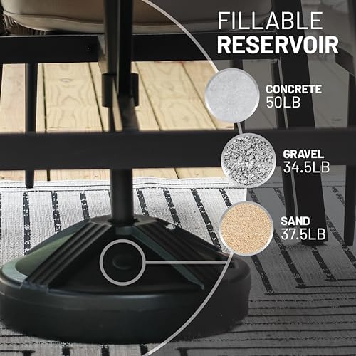 US Weight Durable Fillable Umbrella Base for Patio Table - 50 Pound Capacity Heavy Duty Adjustable Stand for Outdoor Umbrellas - Made in The USA