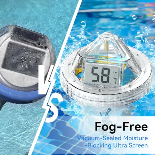 Pool Thermometer Digital Floating Easy Read, Anti-Fog 360° Reading with Indoor Temperature Humidity Monitor, IPX7 Water Temperature Monitor for Hot Tub/Ice Bath/Swimming Pool/SPA/Aquarium/Pond