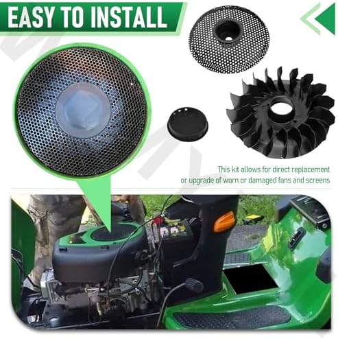 796200 Flywheel Fan and Screen Kit Compatible with B&S Lawn Garden Equipment Engine & John Deere E100, D100 17.5 HP Riding Mower