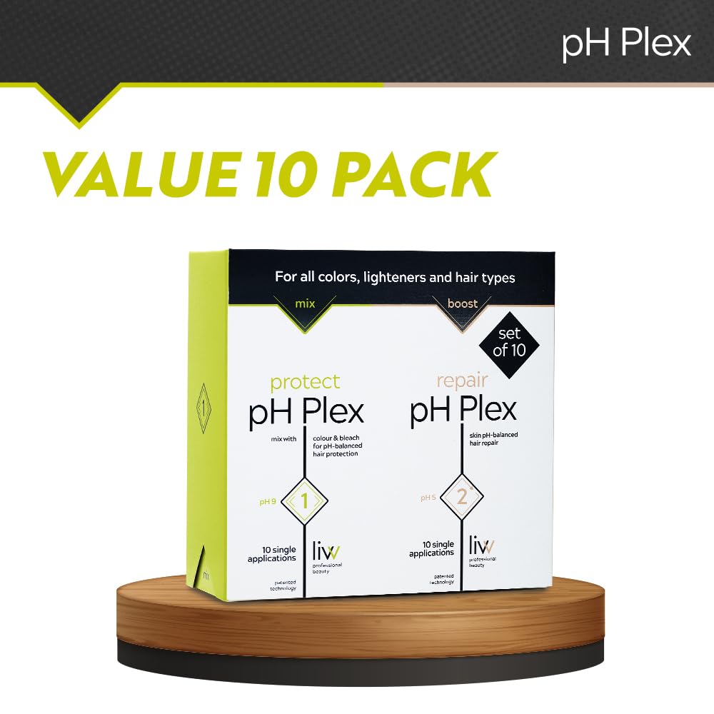 pH Plex Steps 1&2 Protect & Repair Hair Care Treatment - Use with Home Hair Color & Bleach Products - Salon Quality Professional Results at Home - Value Pack (10 Sachets of Steps 1 & 2)