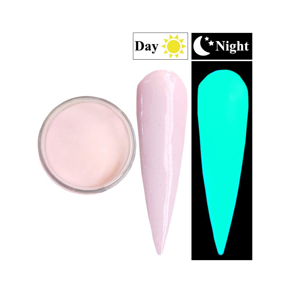 OUMISAYA Glow in the Dark Nail Dip Powder Light Pink Colors 1OZ GL082 for French Nail Art