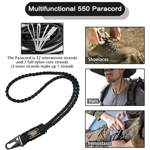 DDOUT Heavy Duty Paracord Lanyard with USA Flag, Paracord Keychain with Carabiner, Tactical Military Braided Lanyard