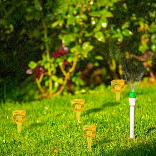 Okllen 15 Pack Rain Gauge, 1.5" Sprinkler Gauge with Wide Mouth, Outdoor Water Measuring Tool for Lawn, Garden, Yard, Bright Yellow, Transparent, Zero is 1/4" from The Bottom