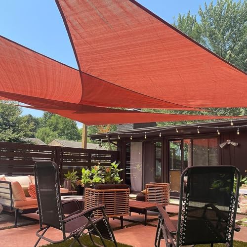 LOVE STORY 16' x 16' x 16' Triangle Sun Shade Sail Canopy Sunshade for Outdoor Patio Garden Backyard, Terra Red (We Make Custom Size)