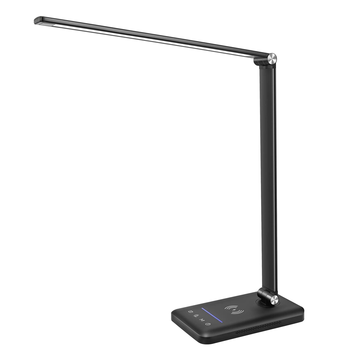 JOSTIC LED Desk Lamp with Night Light, Fast Wireless Charger, USB Charging Port, 10 Brightness, 5 Color Modes, Dimmable Bedside Table Lamp for Bedroom, Touch Control, Auto Timer, 1200Lux Super Bright