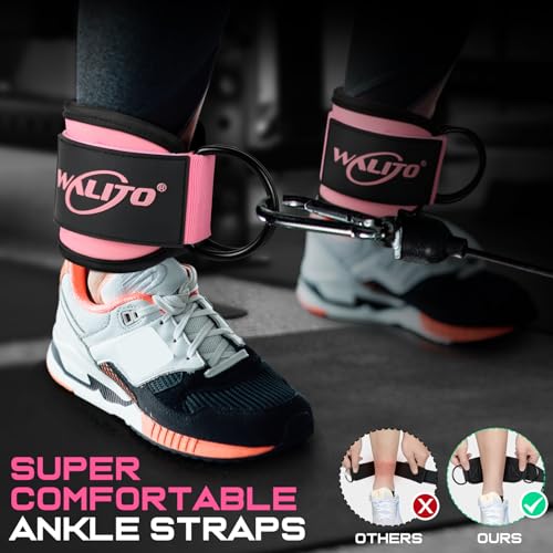 WALITO Gym Ankle Straps for Working Out - Glute Ankle Cuff Kickback Strap, Gym Cable Machine Accessories for Women Glute Leg Extensions, Hip Abductors & Lower Body Exercises Equipment