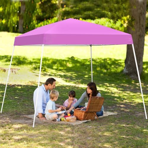 GDY Outdoor 8x10 Ft Pop Up Canopy Tent,Portable Instant Folding Shelter Gazebos, Patio Canopy with Carrying Bag, Pink.