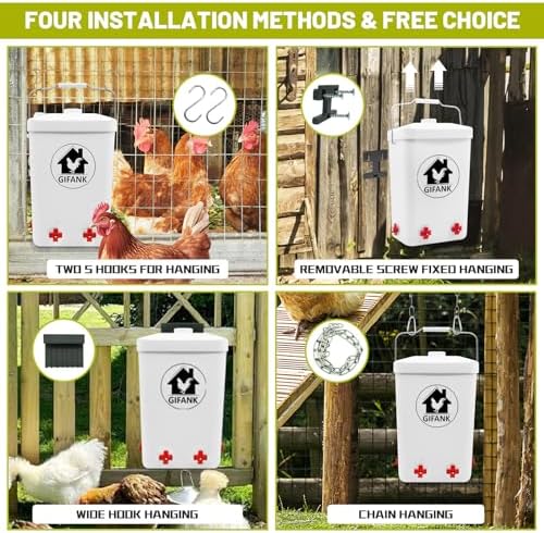 Chicken Feeder and Waterer Set,3 Gallon Automatic Chicken Feeder No Waste,Hanging Poultry Waterer Feeder Kit with Chicken Waterer Nipples and Feeding Ports,Chicken Coop Accessories