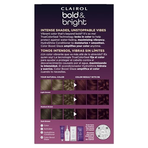 Clairol Bold & Bright Permanent Hair Dye, R6 Intense Cherry Hair Color, Pack of 1
