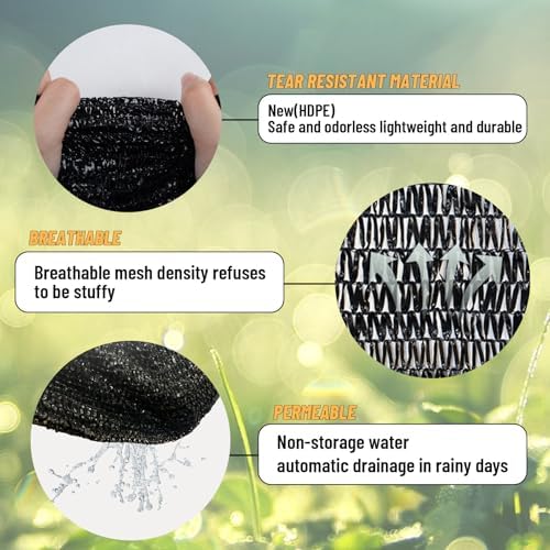 Cool Area 55% 10x20ft Sunblock Shade Cloth Cover Mesh UV Resistant Net for Garden Flower Plant Greenhouse, Black