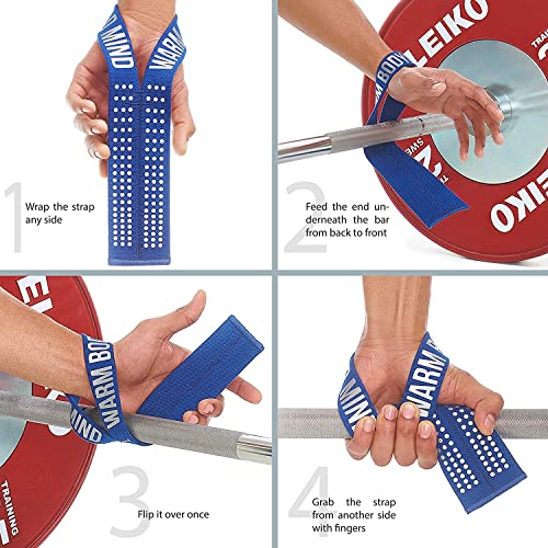 WARM BODY COLD MIND V1 Lifting Wrist Straps for Olympic Weightlifting, Rated at 660 lb, for Weight Lifting Bodybuilding Powerlifting Deadlift Gym Fitness Crossfit, Hand Grips, Heavy Duty