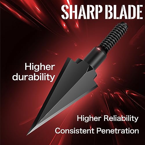 SUNYA Broadheads 100 Grain Steel Archery Arrow Tips for Compound, Recurve Bow & Crossbow, Traditional Screw-in Arrow Heads for Arrows, Pack of 12 in a Storage Case