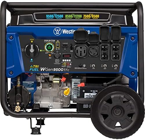 Westinghouse 12500 Peak Watt Tri-Fuel Home Backup Portable Generator, Remote Electric Start, Transfer Switch Ready, Gas, Propane, and Natural Gas Powered