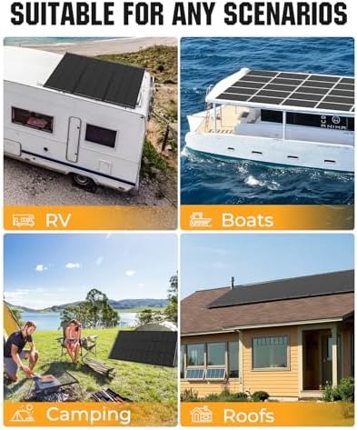 200 Watt Solar Panel 18BB, 25% High Efficiency, N-Type 12V 200W Solar Panel, Monocrystalline PV Modules, for Rooftop, RV, Farm, Trailer, Marine, Home Off-Grid System