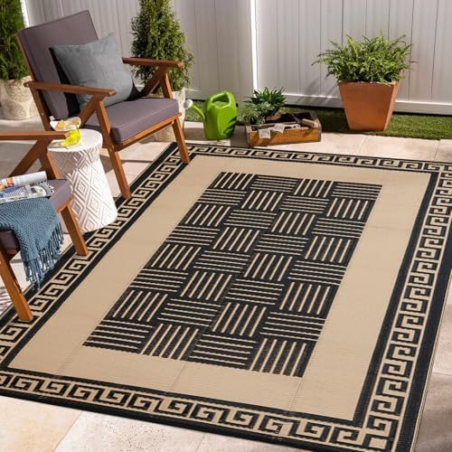 Outdoor Rug 5x8 ft Waterproof, Reversible Outdoor Plastic Straw Rug for Patios Clearance, Outdoor Area Rug Carpet RV Mat for Camping Backyard Deck Porch
