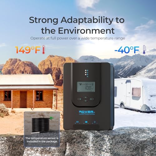 Renogy Rover 20A 12V/24V Auto DC Input MPPT Solar Charge Controller Parameter Adjustable LCD Display Solar Panel Regulator fit for Gel Sealed Flooded and Lithium Battery, Rover 20A w/ Bluetooth