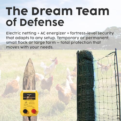 Electric Fence Charger - Powerful 110V AC Plug-in Fence Energizer for Chickens, Small Farms & Gardens - Easy Setup Predator Protection for Safer Free-Ranging