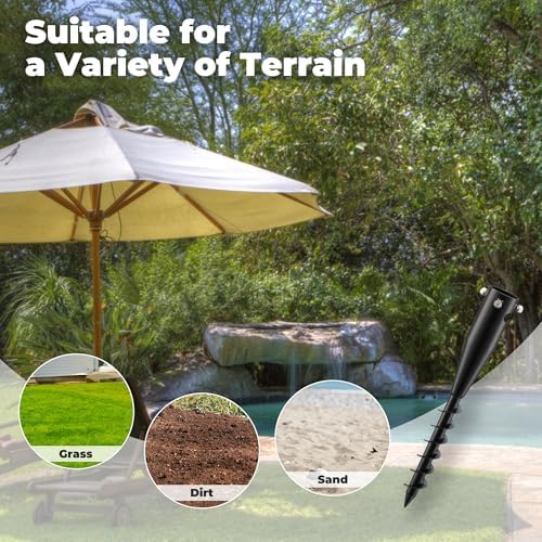 Beach Umbrella Sand Anchor - Heavy Duty Outdoor Umbrella Holder No Dig Ground Umbrella Base - Sturdy and Reliable 2.3“ Inner Diameter, Black(1 Pack)