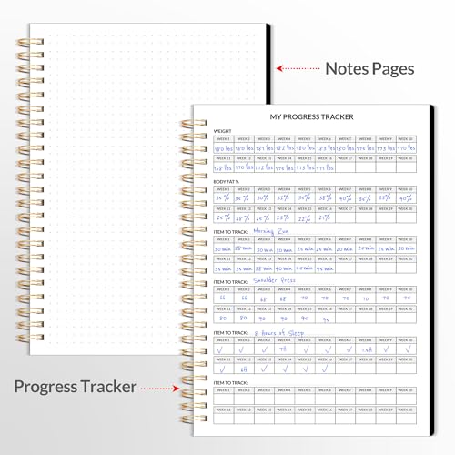 Fitness Journal Workout Planner, A5(6.4" x 8.3") Workout Journal & Log Book for Men & Women, Undated Fitness Workout Planner for Gym Essentials & Home Workouts, Track Progress & Achieve Goals, Black