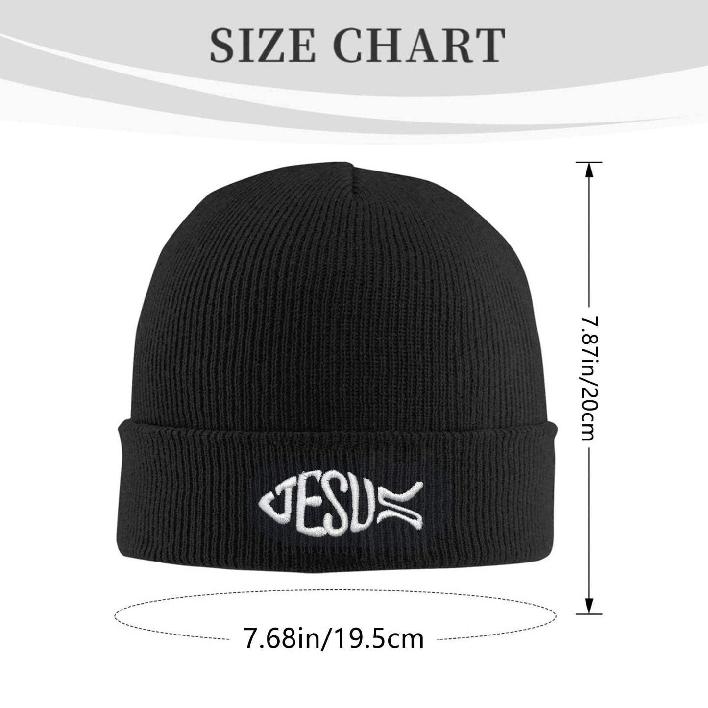 LUADSN Jesus Beanie Hat for Men Women Embroidered Knit Beanie Hat Skull Cap Slouchy Winter Hat