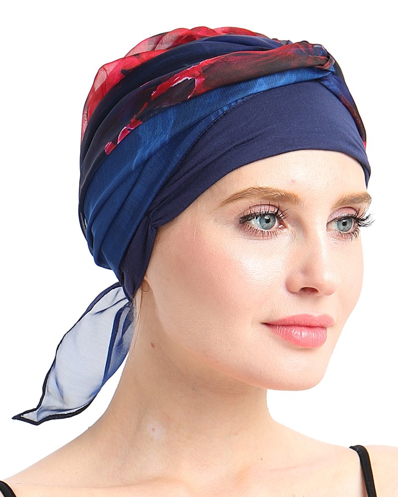 Chemo Scarf Easy Tie Lined Turban Hat for Cancer Women Patients Winter Red