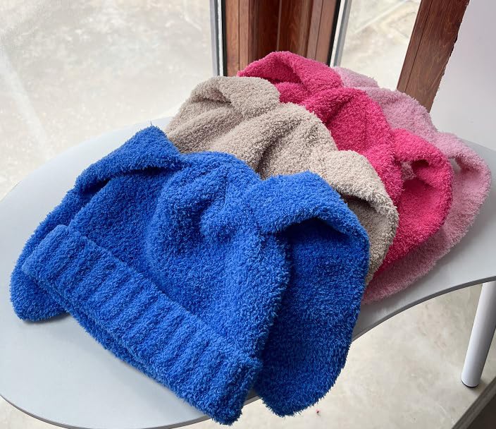 Avilego Y2k Bunny Ear Hats for Women Cute Skull Cap Fluff Warm Beanie Hat for Fall Winter Cold Weather Gift 2023
