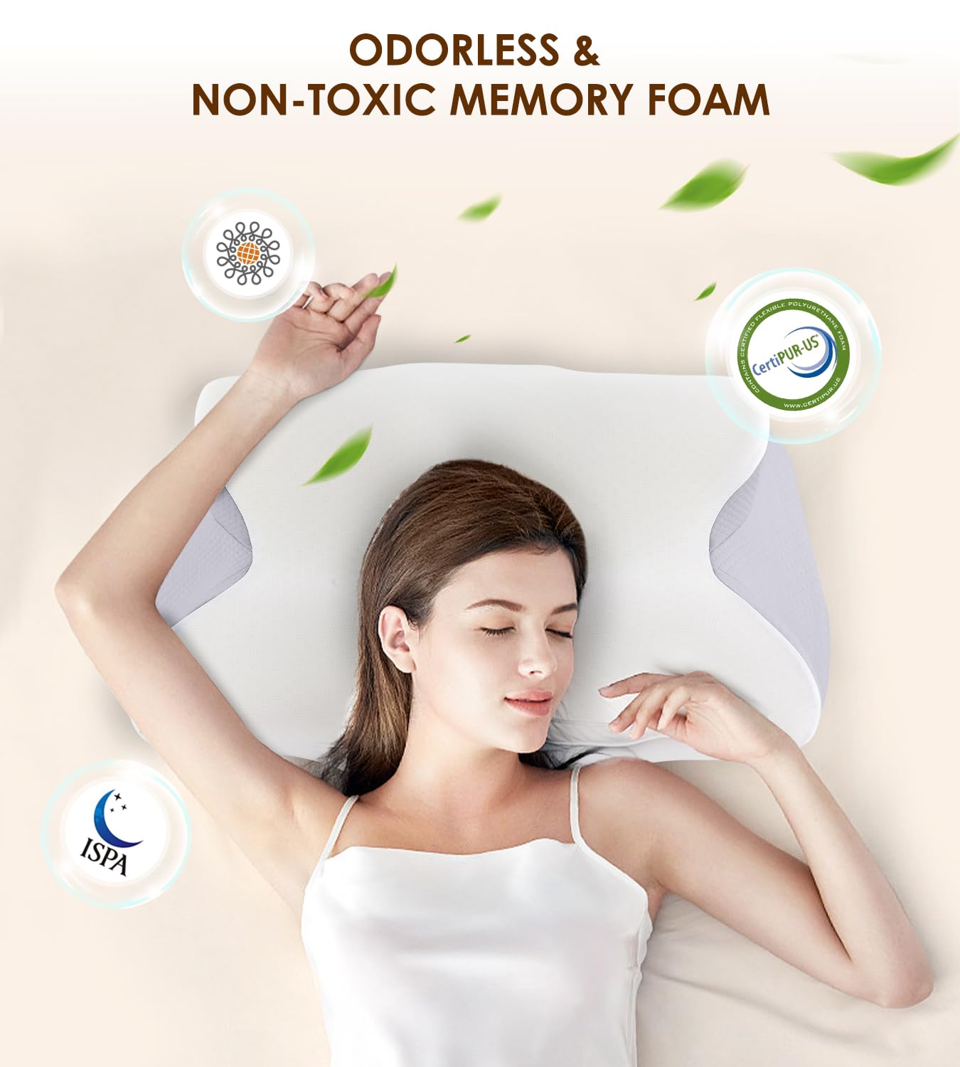 FAIORD Cervical Pillow for Neck and Shoulder, Ergonomic Contour Memory Foam Pillows for Sleeping with Washable Pillowcase, Cooling Neck Support Pillow for Side Back Stomach Sleeper