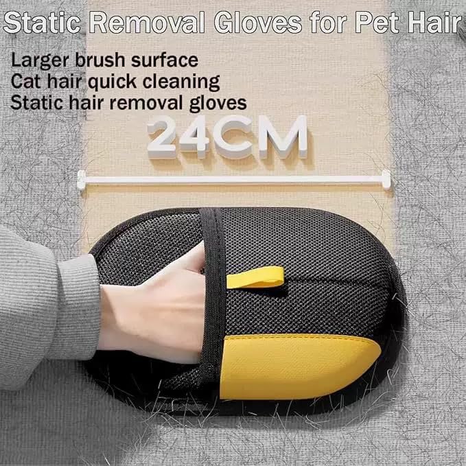 Pet Hair Removal Glove for Cats & Dogs - 2025 Upgraded Efficient Pets Grooming Gloves, Reusable Pet Hair Removal Tool for Carpet, Couch, Car (Black 2Pcs)