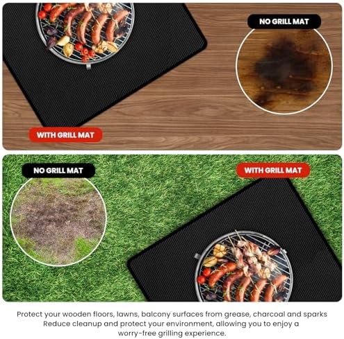 89.5 x 49.5 Inch Large Under Grill Mats for Outdoor Grill, Double-Sided Fireproof Oil-Proof BBQ Mat, Protector Mat for Deck, Patio and Lawn