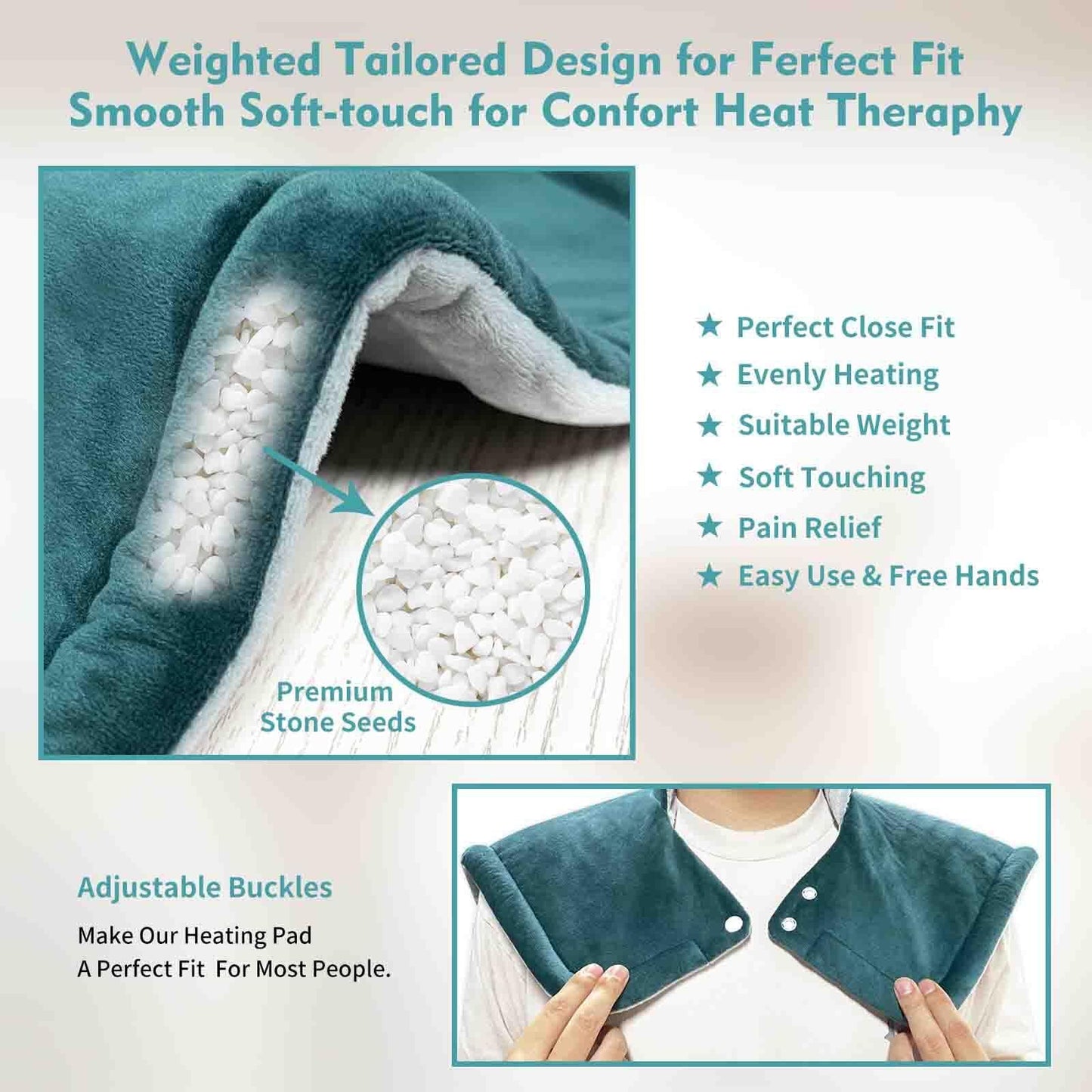 Aqziill Heating Pad for Neck and Shoulders Weighted for Pain Relief, Shoulder Heating Pads Electric Heated Neck Wrap, Gifts for Women Mom Men Dad Christmas, 6 Heat Settings, 4 Auto-Off